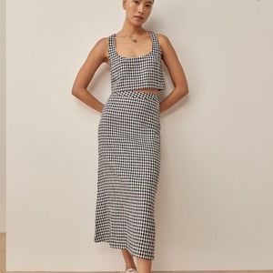 Reformation Adalyn Linen Top and Silis Linen Skirt Set, 0